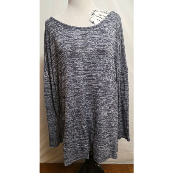 Athleta Pose Layered Top Womens XL Gray Open Back Long Sleeve‎ Shirt Workout - Picture 1 of 6